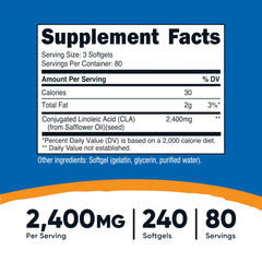 Nutricost CLA softgels close-up showing easy-to-use capsules.