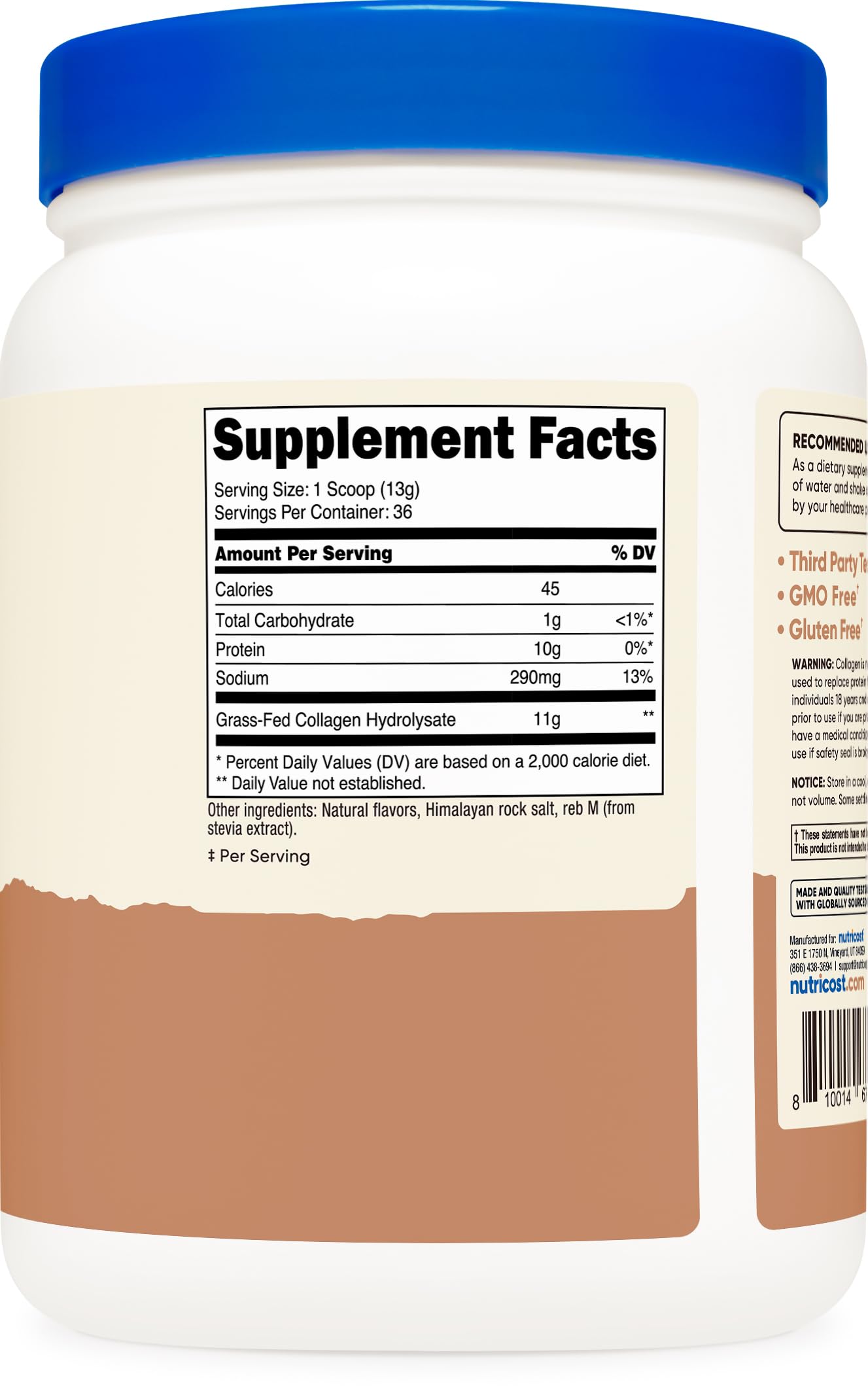 Nutricost Collagen Peptides Powder bottle for premium daily nutrition.