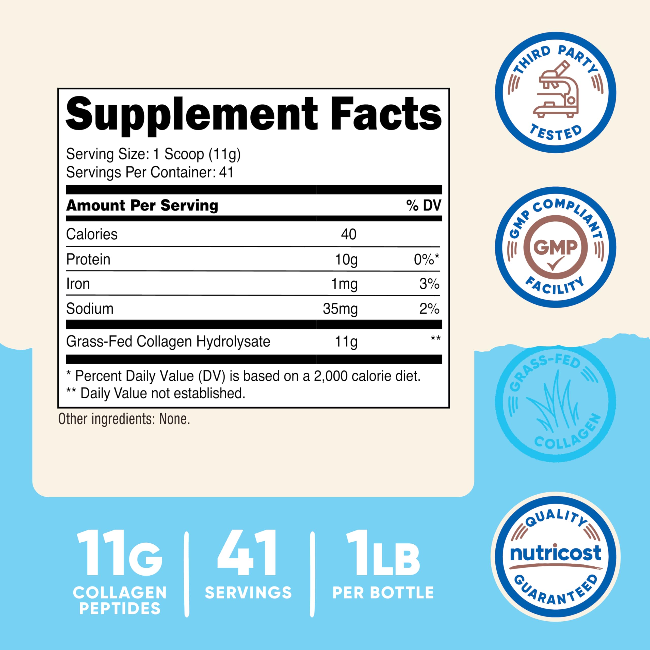 Nutricost Collagen Peptides powder dissolves easily in water for smooth drinks
