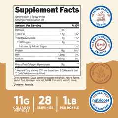 Nutricost collagen peptides scoop in chocolate peanut butter, easy to measure