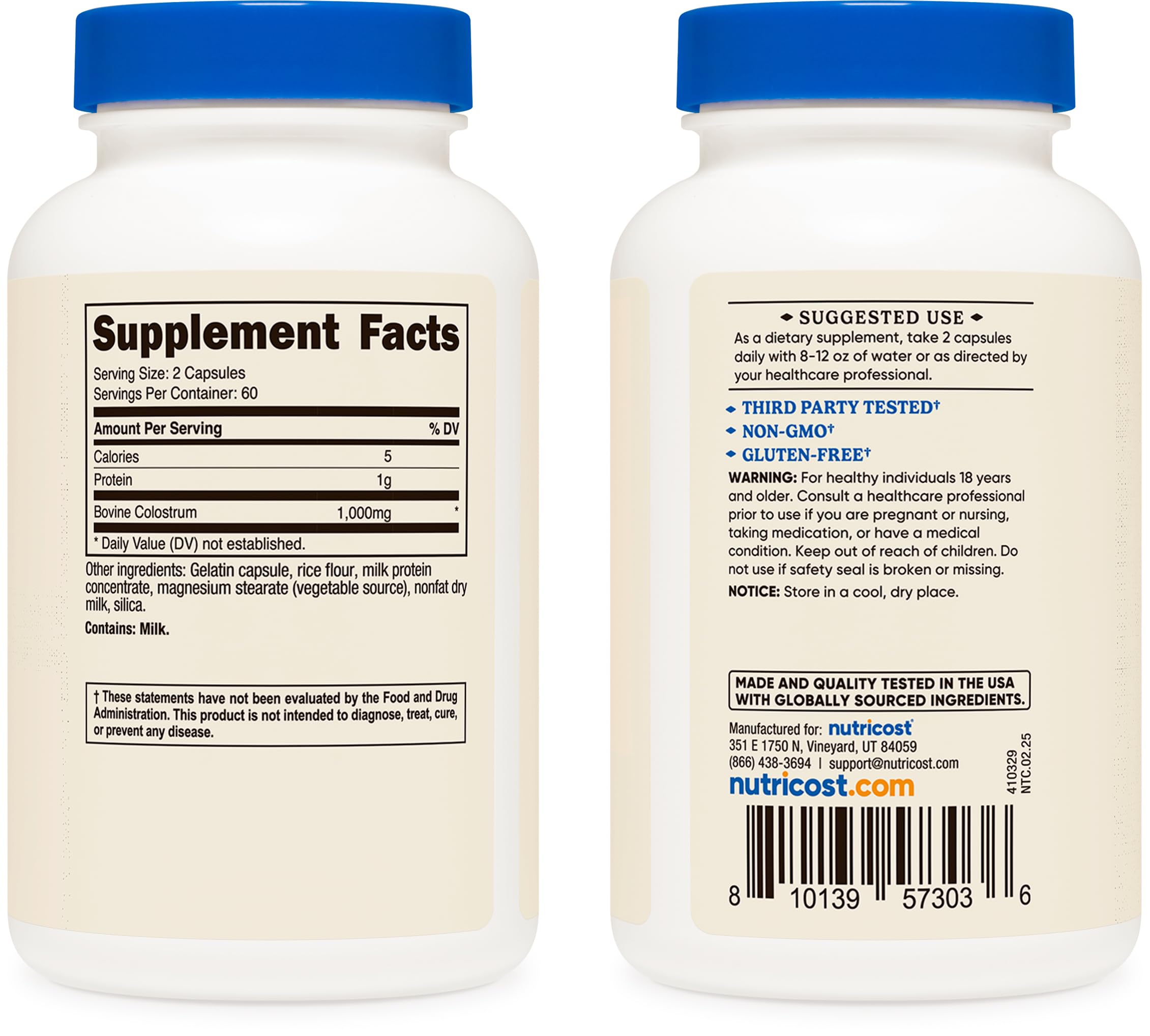 Nutricost Colostrum 1000mg bottle on a store shelf, ready for daily routine