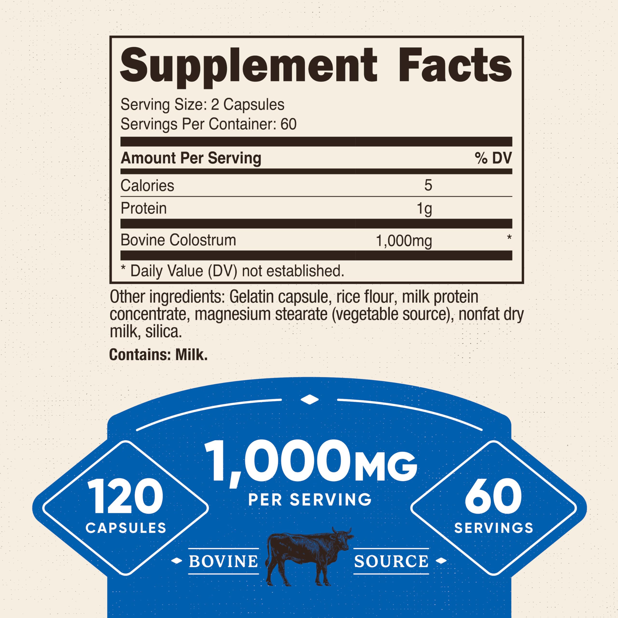 Nutricost Colostrum 1000mg capsules arranged for easy-to-swallow daily use