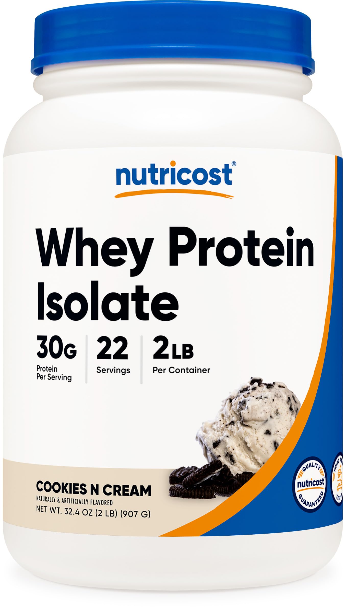 Nutricost Cookies N Cream whey protein isolate bottle for postworkout fueling display