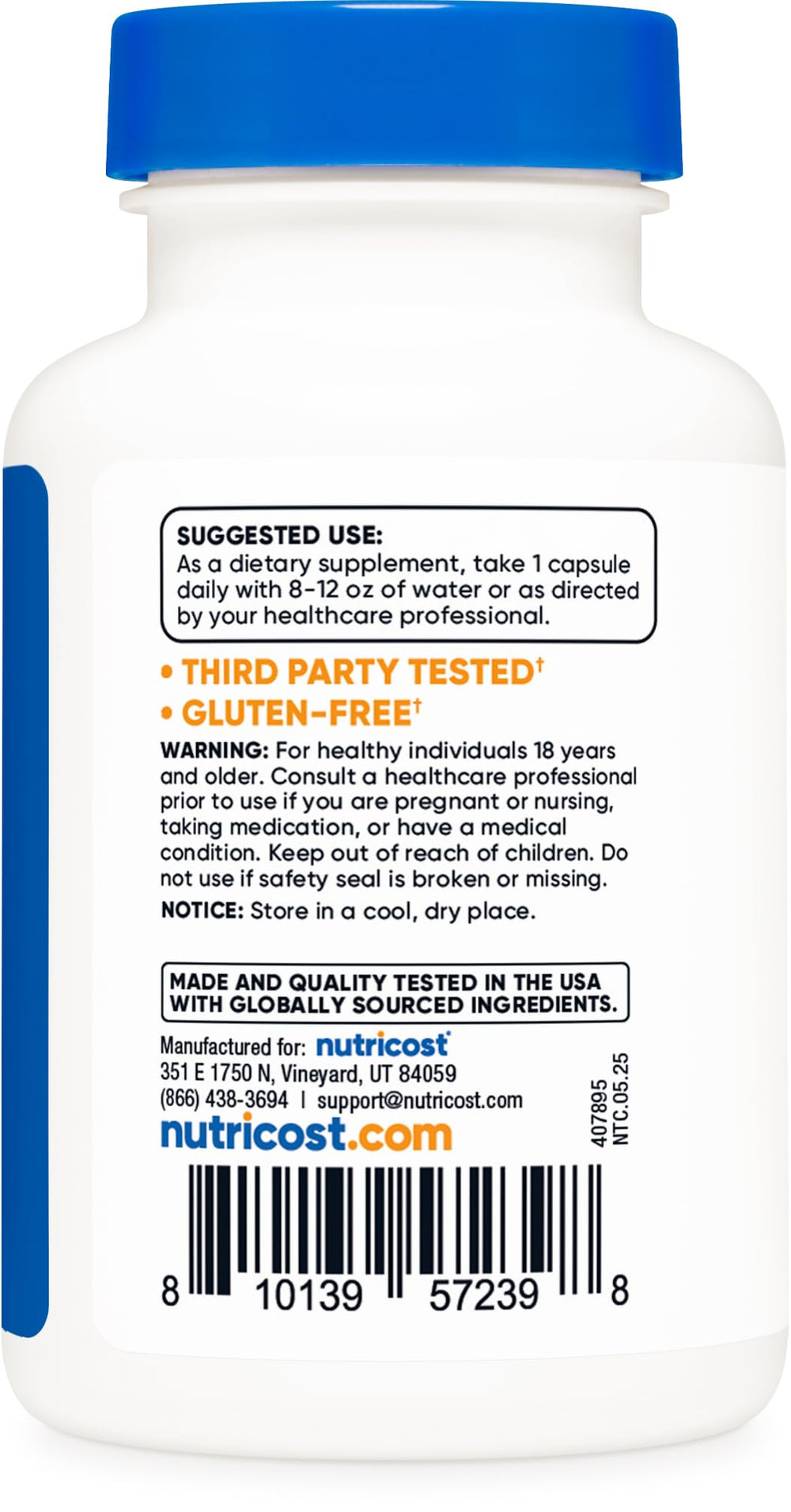 Nutricost Copper Glycinate Capsules close-up shows soft texture and polished coating.