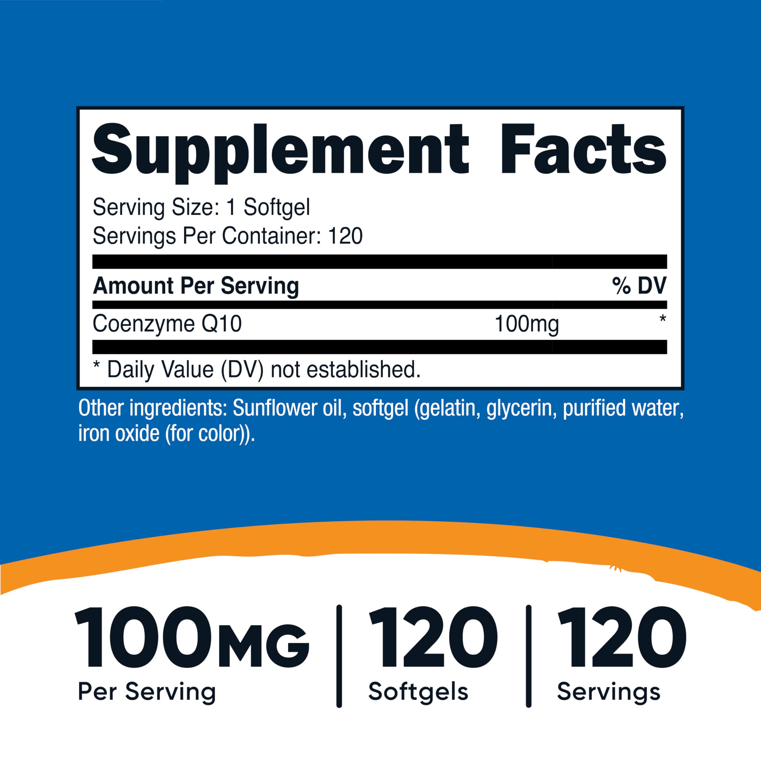 Nutricost CoQ10 Softgels bottle-label highlighting 100 mg and gluten-free formula