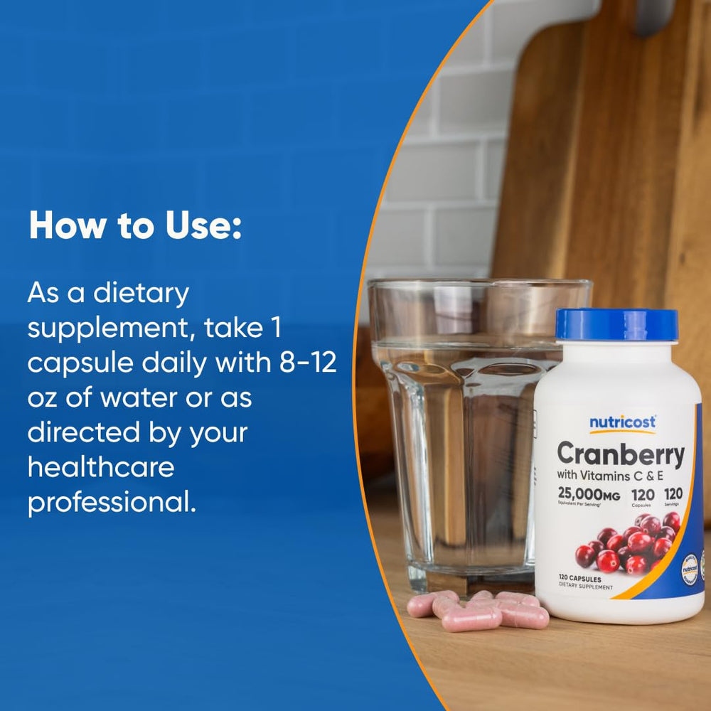 Nutricost Cranberry Extract factory shot showing GMP and FDA registration