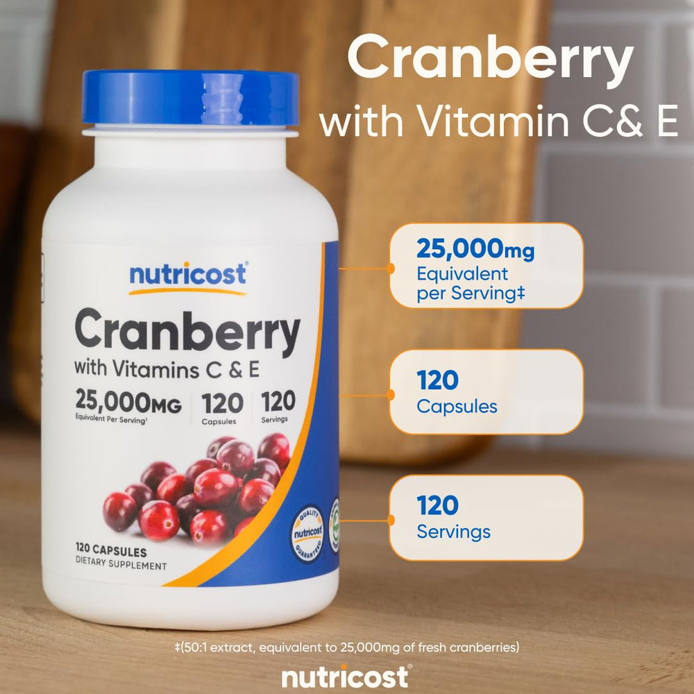 Nutricost Cranberry Extract gluten-free and non-GMO label