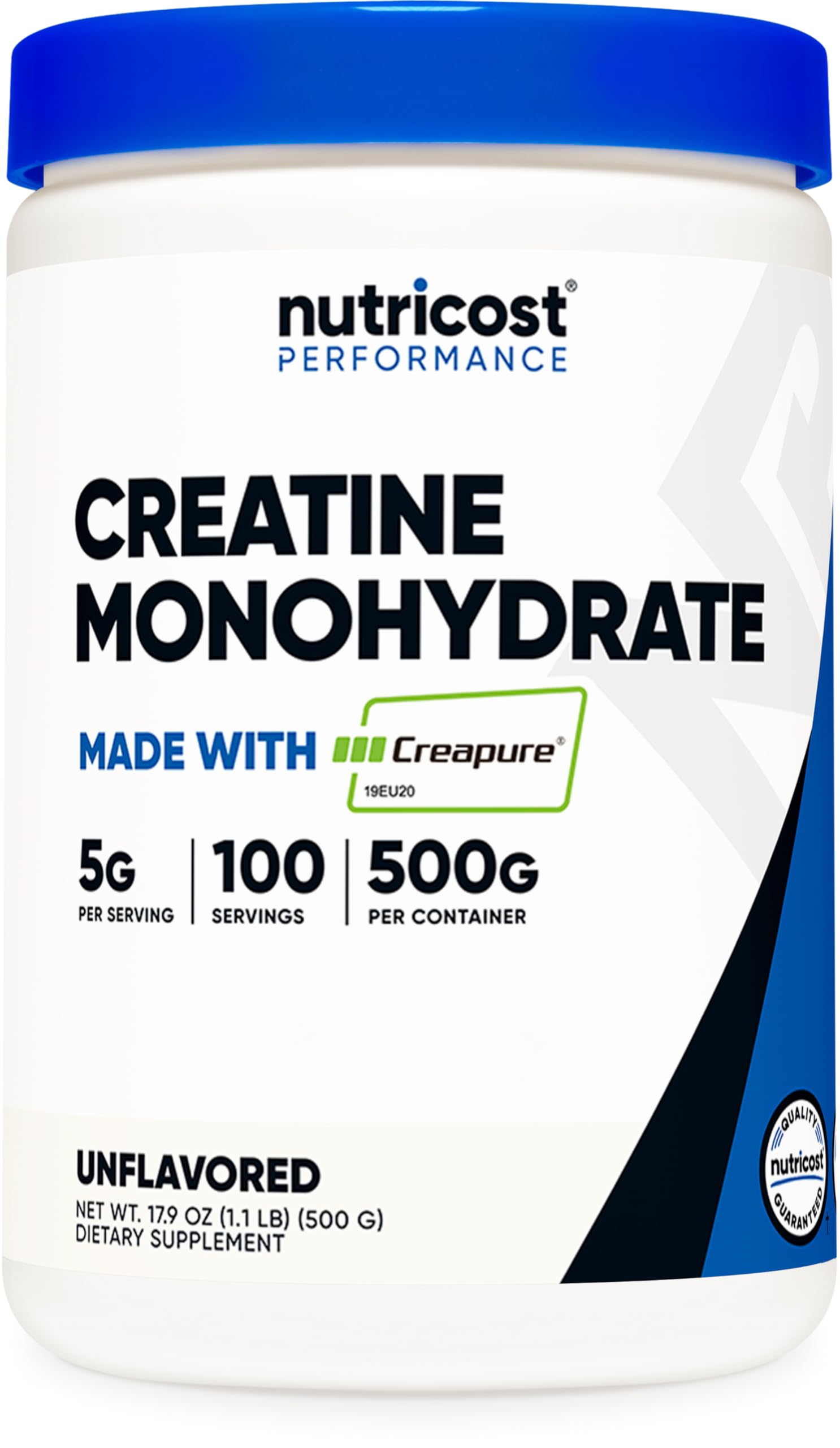 Nutricost Creapure Creatine Monohydrate bottle showing 500 g for training performance