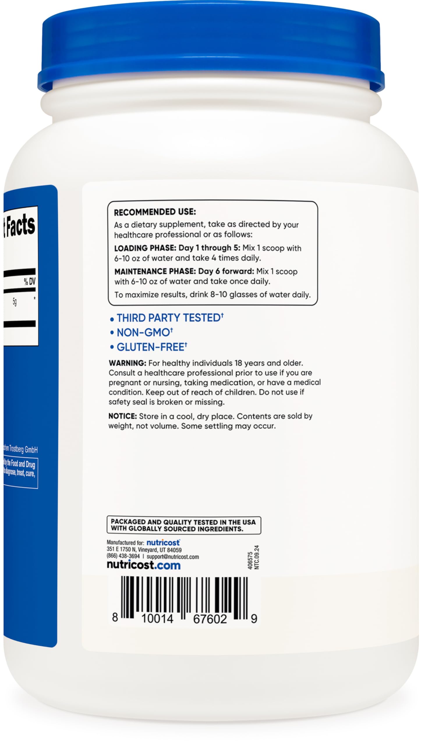 Nutricost Creapure Creatine Monohydrate with 200 servings for long-term supplementation.