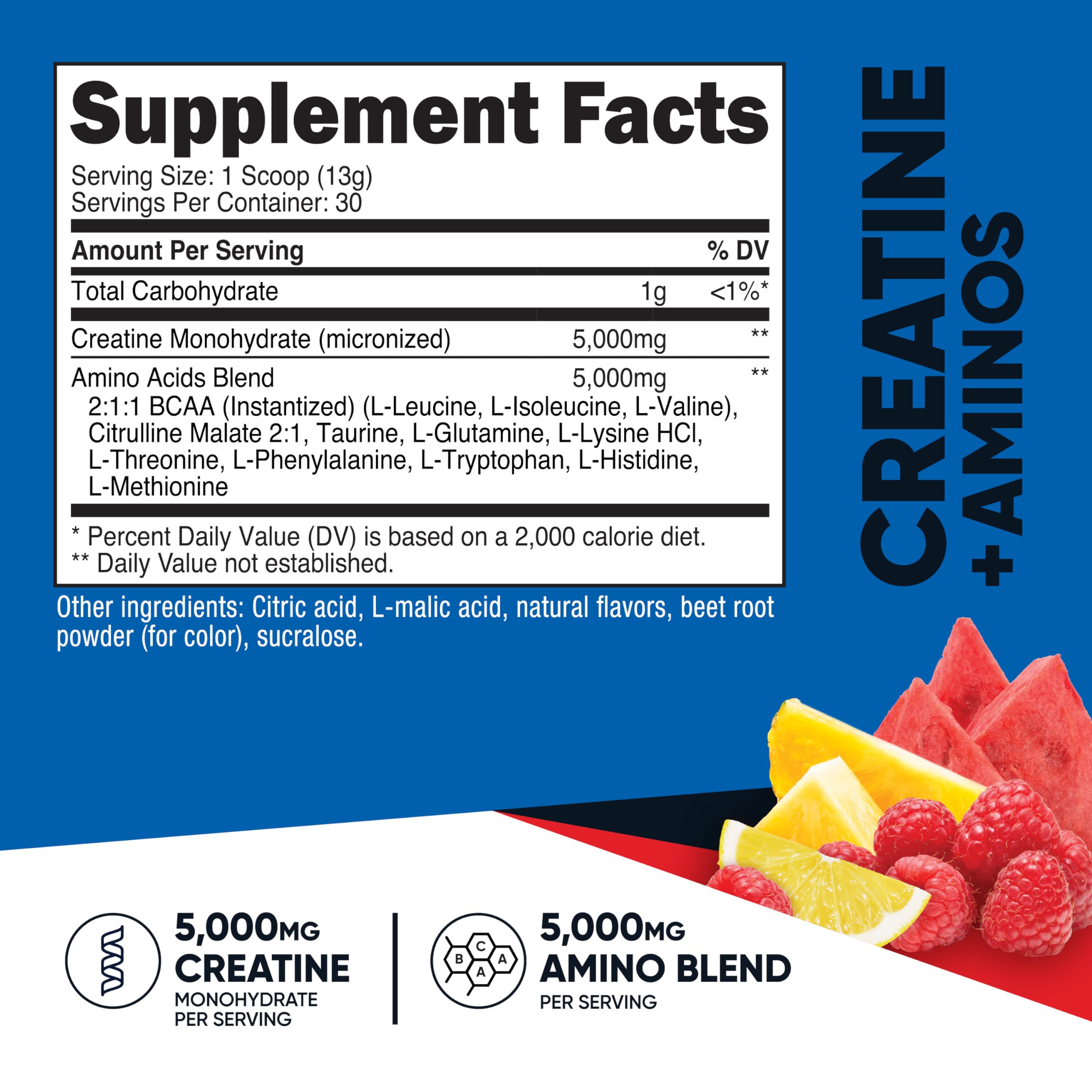 Nutricost Creatine + Aminos measuring scoop indicates precise serving for consistency