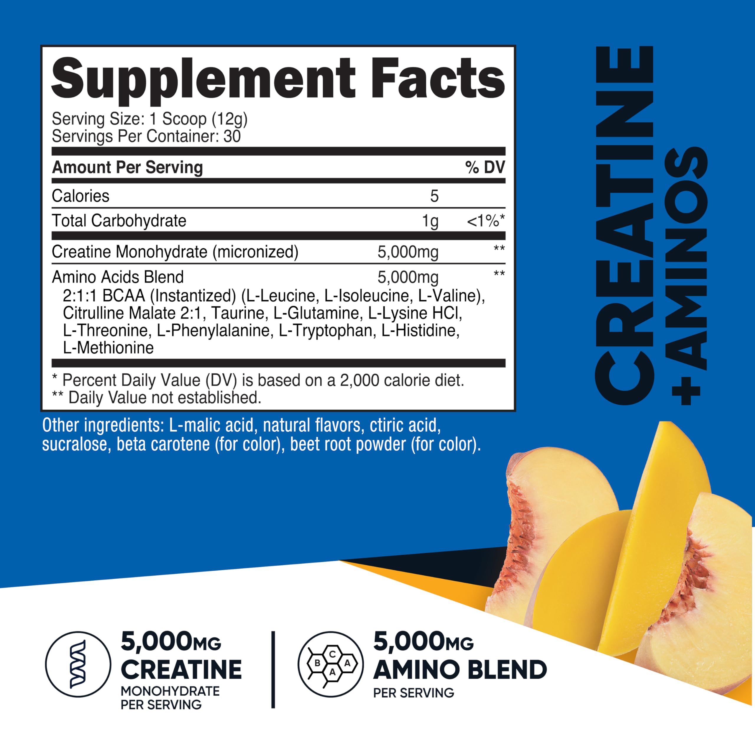 Nutricost Creatine + Aminos Peach Mango powder dissolving smoothly in liquid