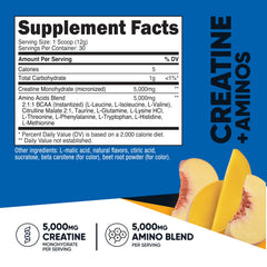 Nutricost Creatine + Aminos Peach Mango powder dissolving smoothly in liquid