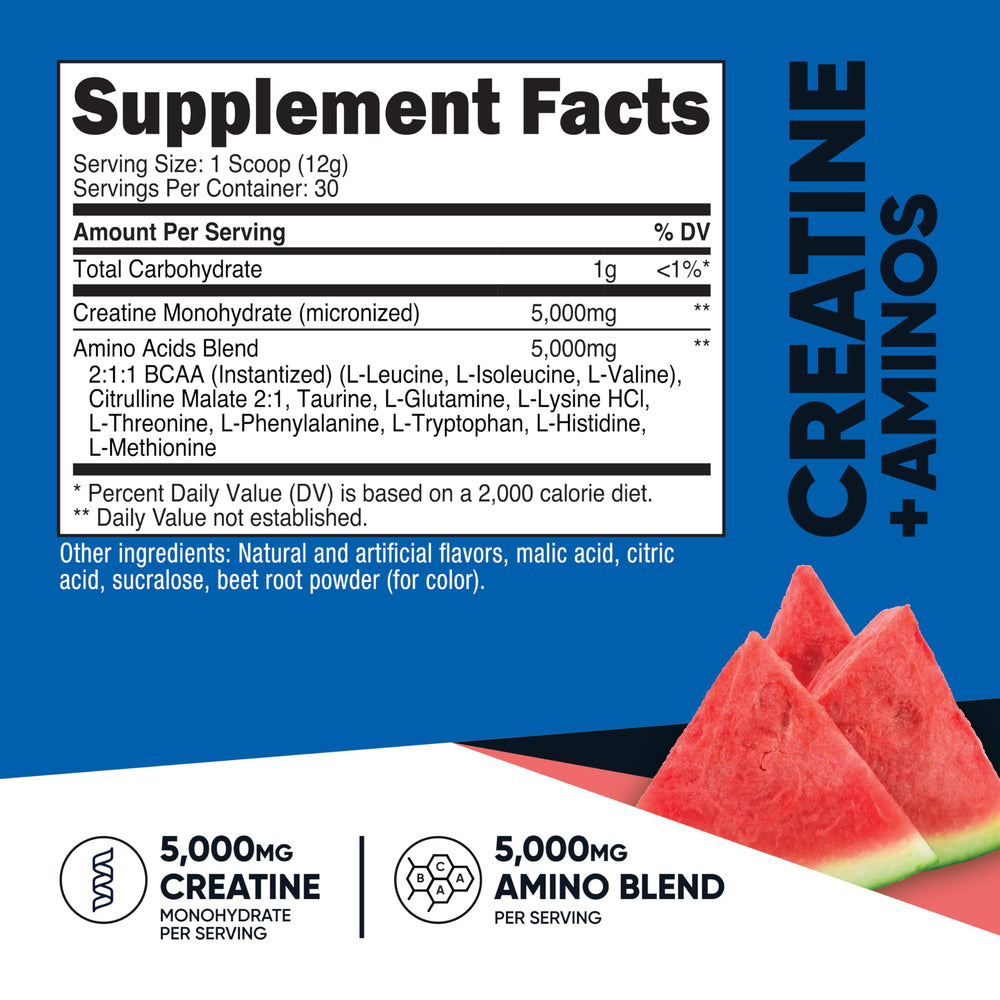 Nutricost Creatine + Aminos Watermelon dissolved in water for easy mixing