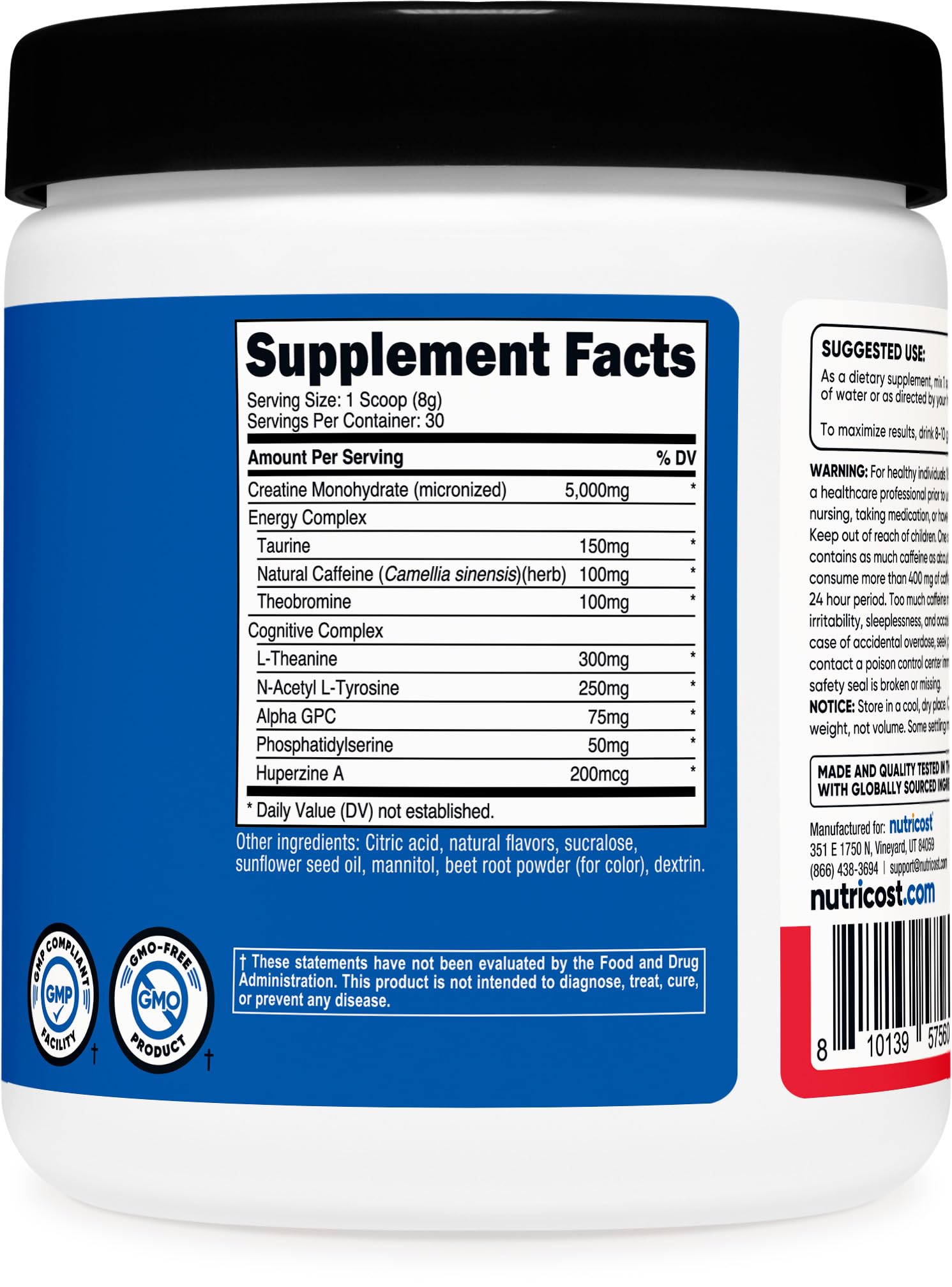 Third-party testing certificate for Nutricost Creatine + Energy quality
