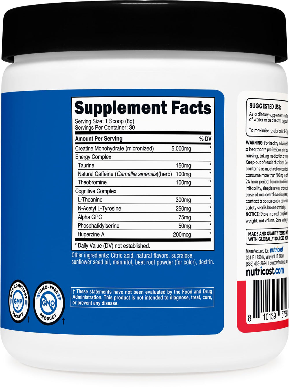 Third-party testing certificate for Nutricost Creatine + Energy quality