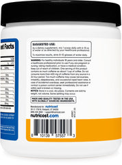 Nutricost Creatine Energy Peach Mango label; clear ingredients and quality marks visible.