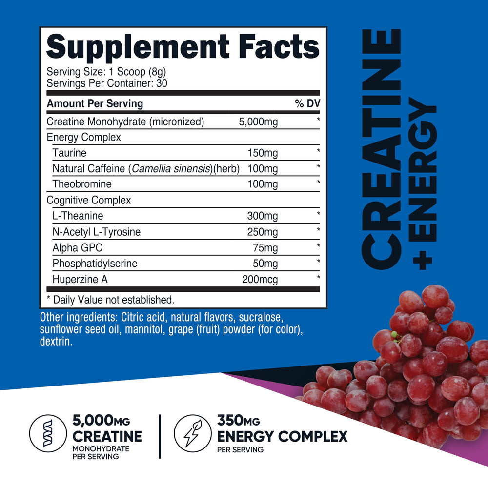 Nutricost Creatine + Energy scoop measuring a serving for training