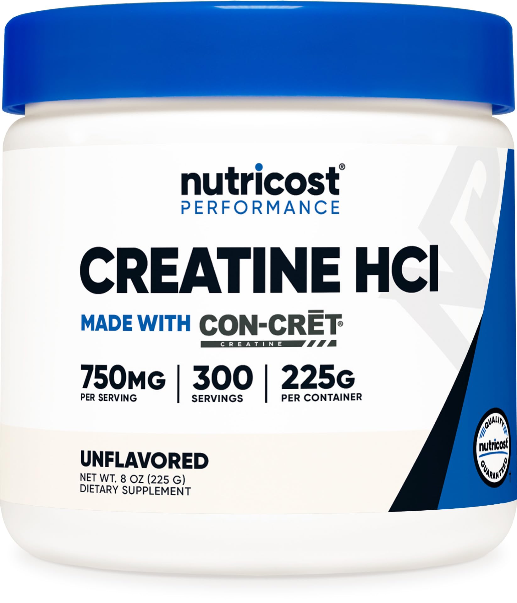 Nutricost Creatine HCl powder bottle for durable, long-lasting supplementation.