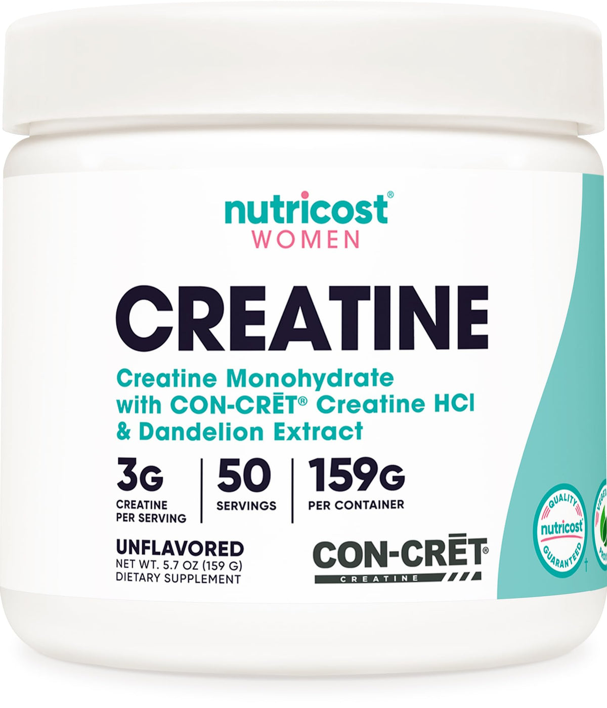 Nutricost Creatine Monohydrate bottle front with micronized powder for easy mixing.