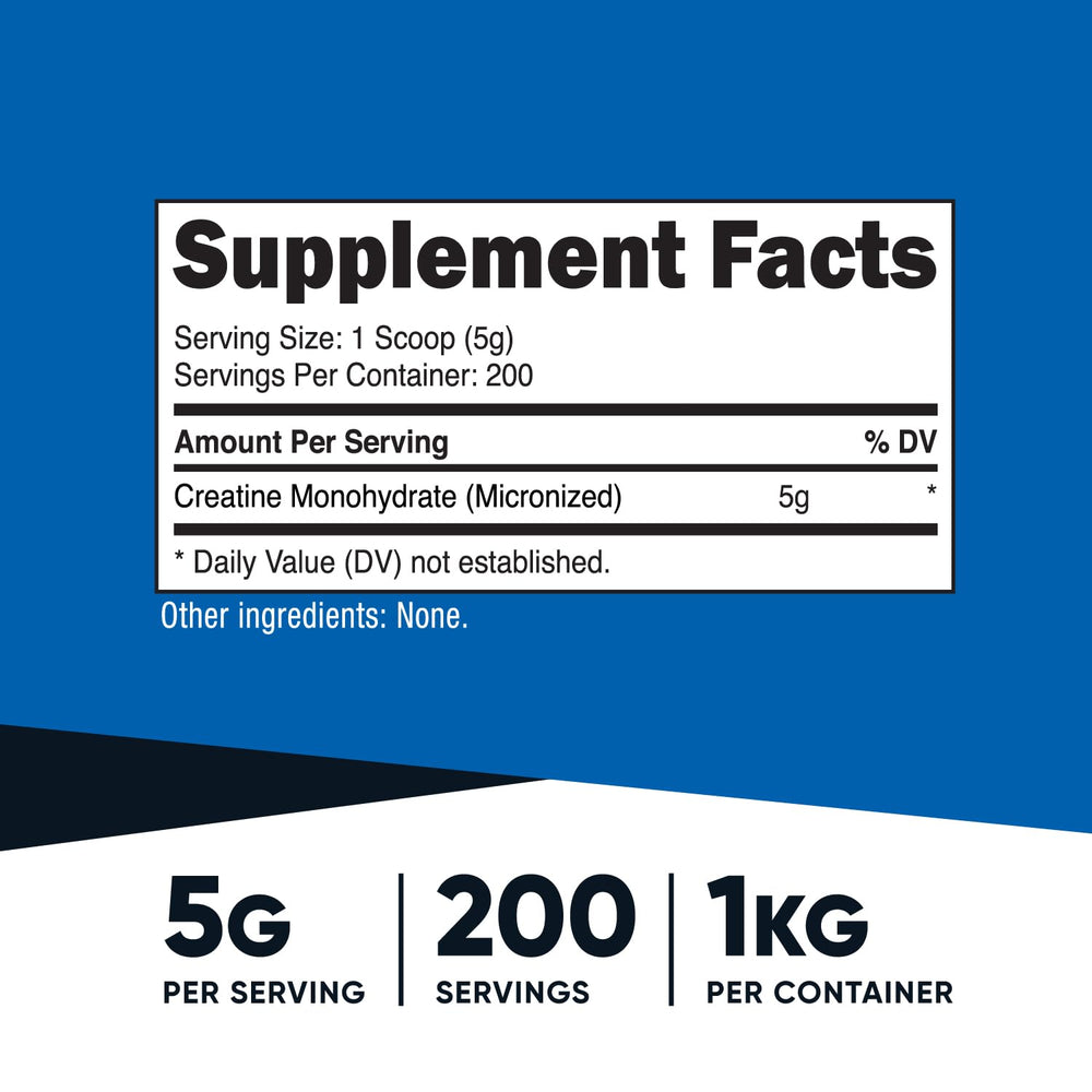 Nutricost Creatine Monohydrate 1 kg bottle for long-lasting supply