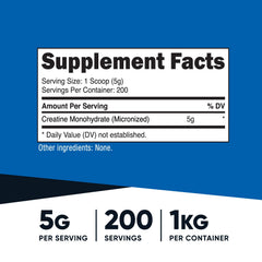 Nutricost Creatine Monohydrate 1 kg bottle for long-lasting supply