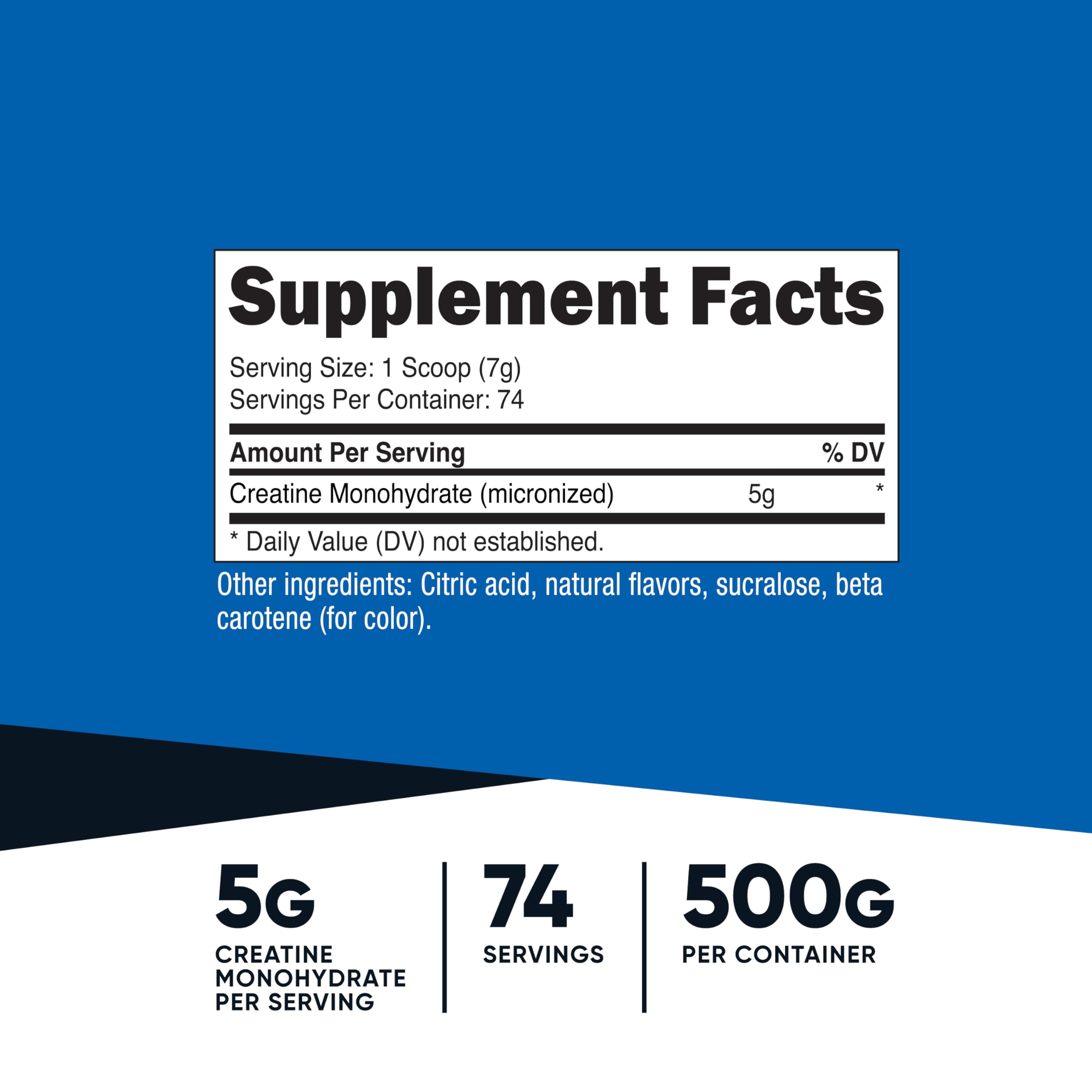 Nutricost Creatine Monohydrate 5 g dose scoop for precise servings.