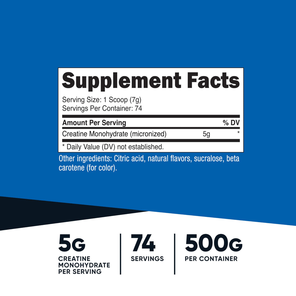 Nutricost Creatine Monohydrate 5 g dose scoop for precise servings.