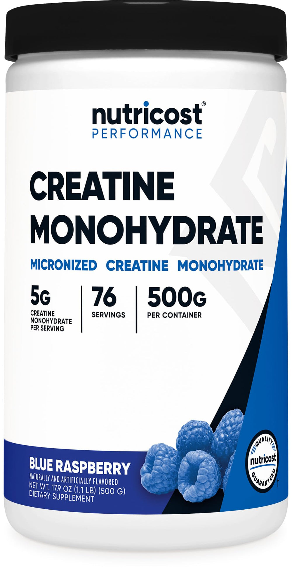 Nutricost Creatine Monohydrate Blue Raspberry bottle supports consistent workouts.
