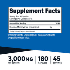 Close-up of Nutricost Creatine Monohydrate capsules for easy daily routine.