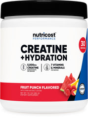 Nutricost Creatine Monohydrate Fruit Punch bottle ready for post-workout hydration