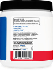 Nutricost Creatine Monohydrate Fruit Punch packaging with nutrition facts