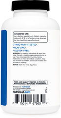 Gluten-free, Non-GMO Nutricost Creatine Monohydrate label for clean choice.