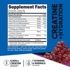 Nutricost Creatine Monohydrate grape scoop highlights 5000 mg per serving for workouts