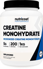 Nutricost Creatine Monohydrate powder with scoop for easy mixing