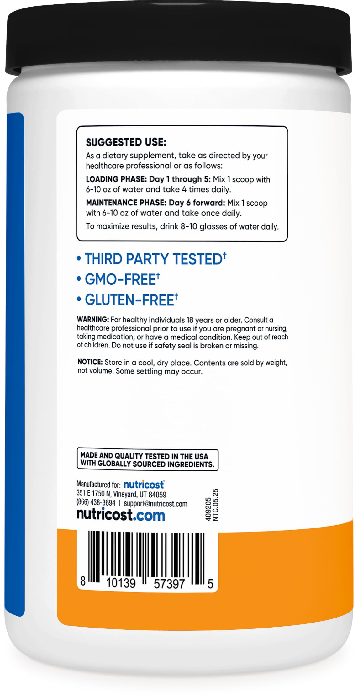 Nutricost Creatine Monohydrate micronized powder for easy mixing.