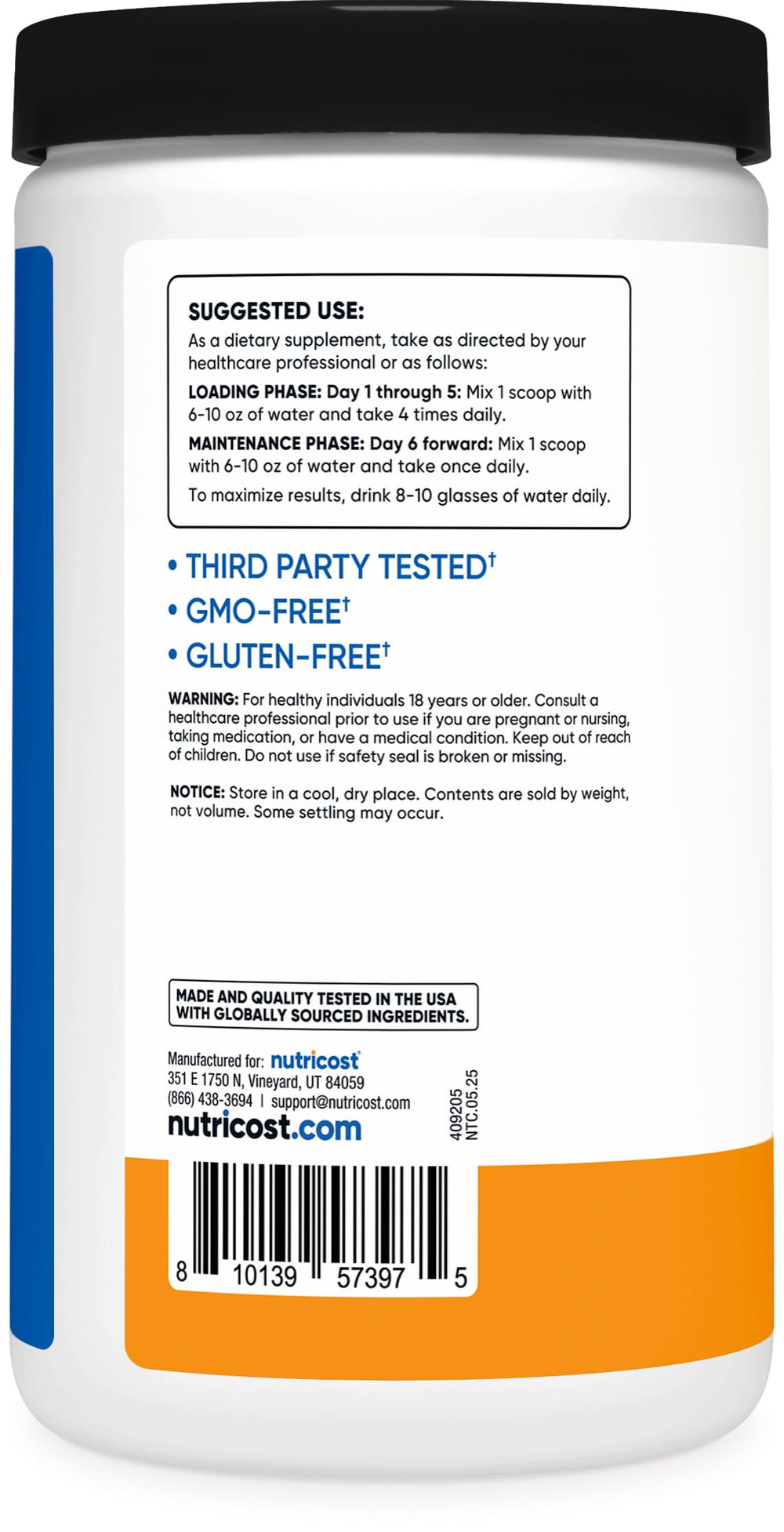 Nutricost Creatine Monohydrate micronized powder for easy mixing.