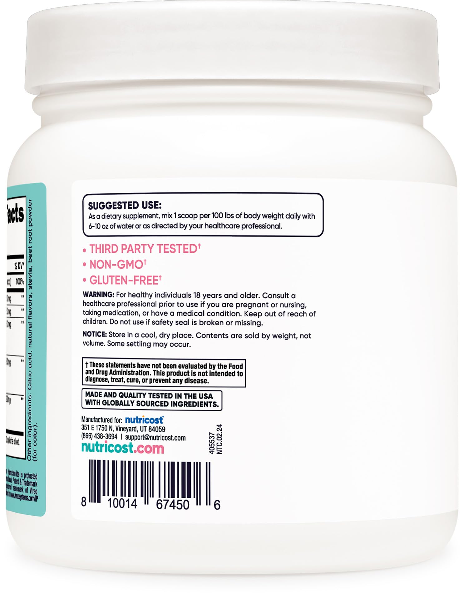 Nutricost Creatine Monohydrate mixed with Strawberry Lemonade in a glass