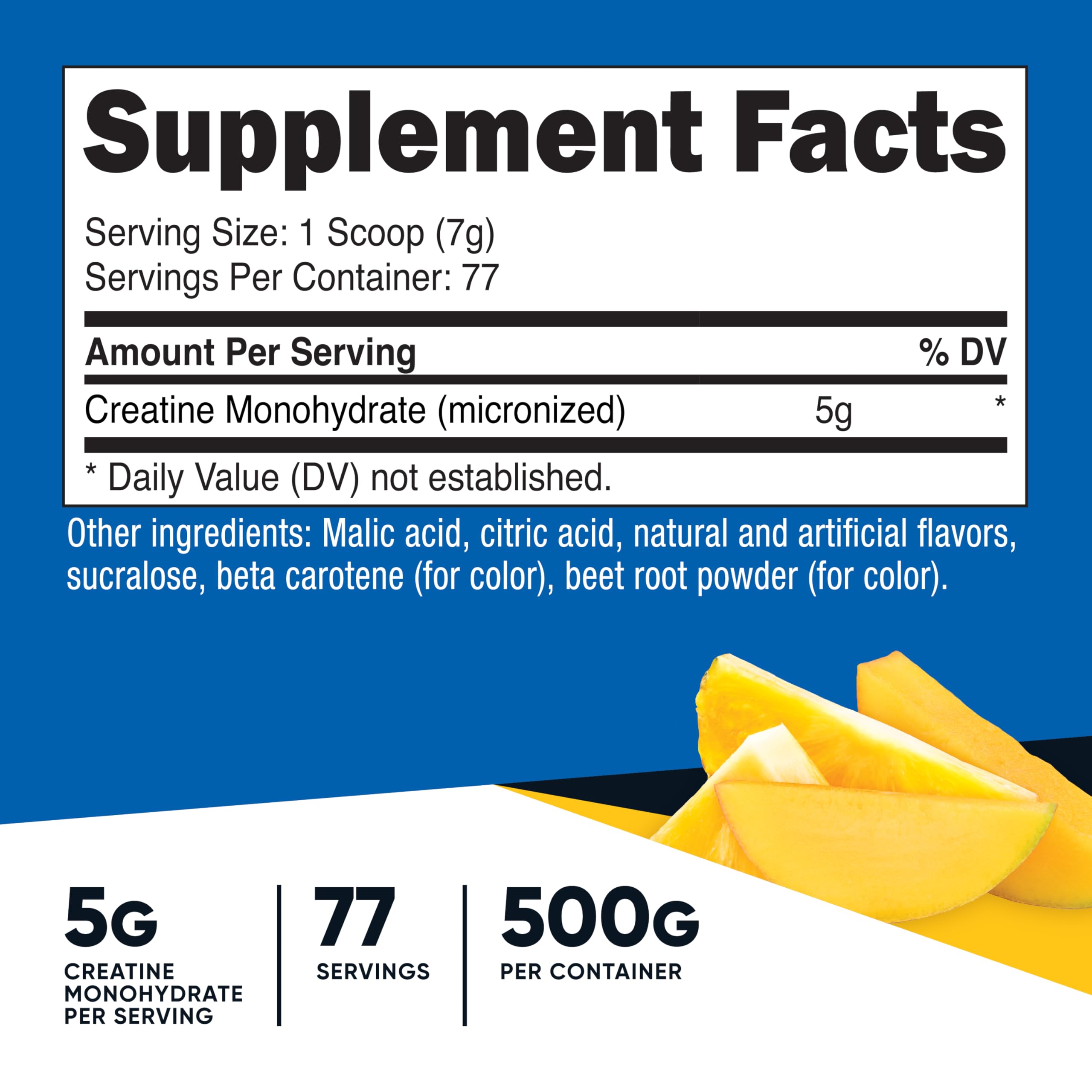 Nutricost Creatine Monohydrate Pineapple Mango powder scoop highlights simple portioning.