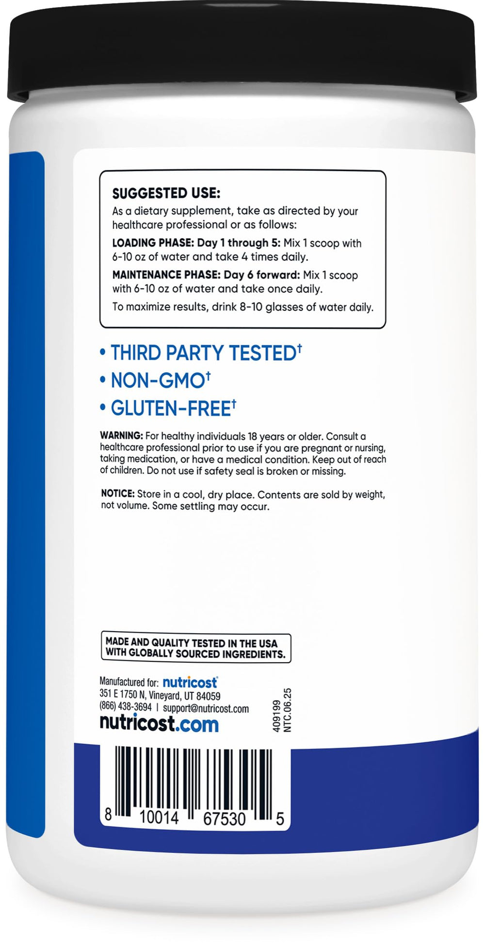 Nutricost Creatine Monohydrate powder dissolves quickly in water.