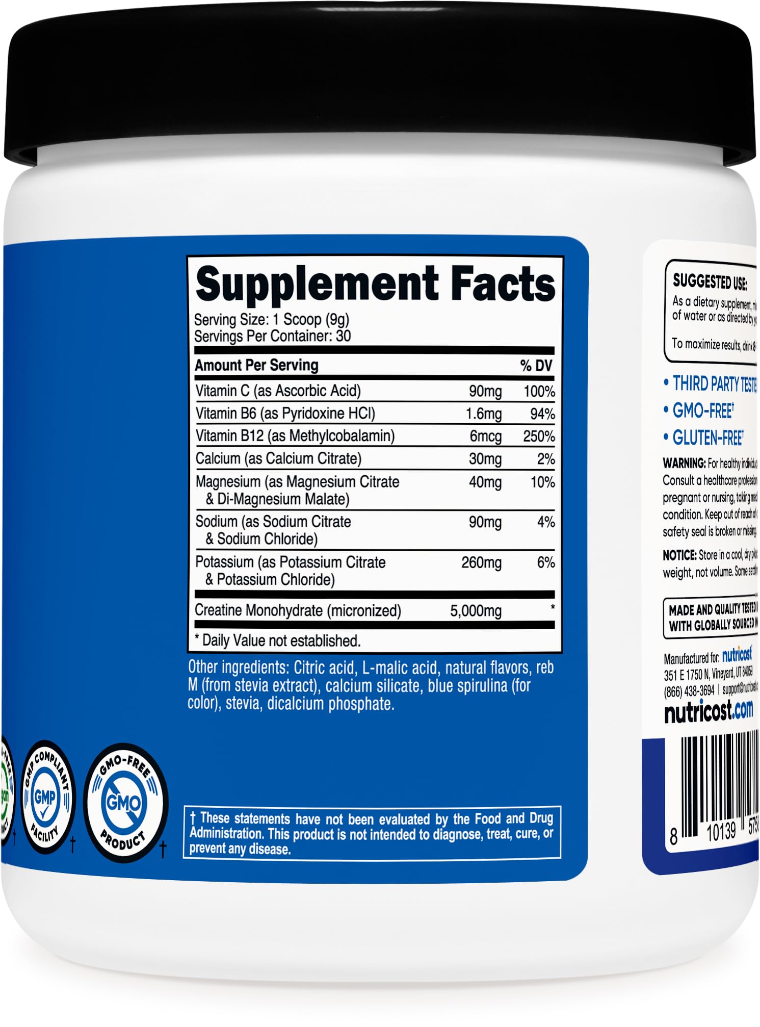 Nutricost Creatine Monohydrate serving setup ready to mix before workouts.