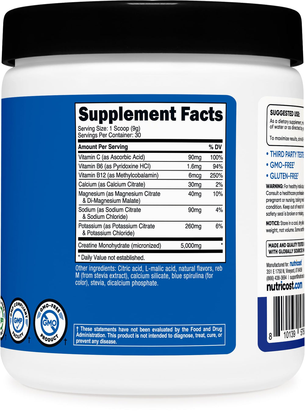 Nutricost Creatine Monohydrate serving setup ready to mix before workouts.