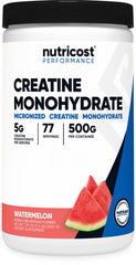Nutricost Creatine Monohydrate Watermelon powder jar for convenient daily supplementation