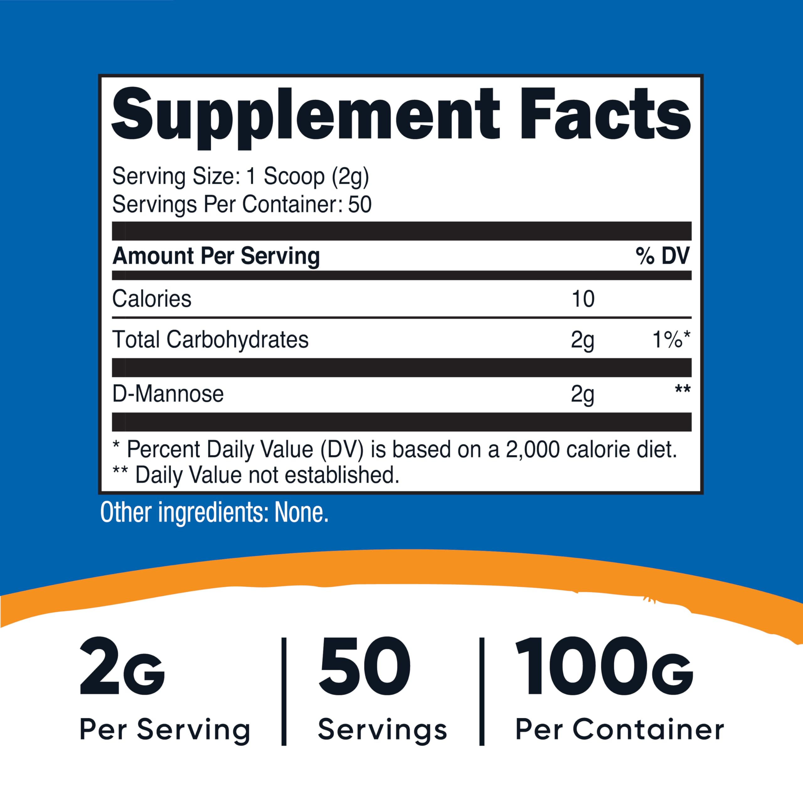 Nutricost D-Mannose powder with serving scoop for precise measurement.