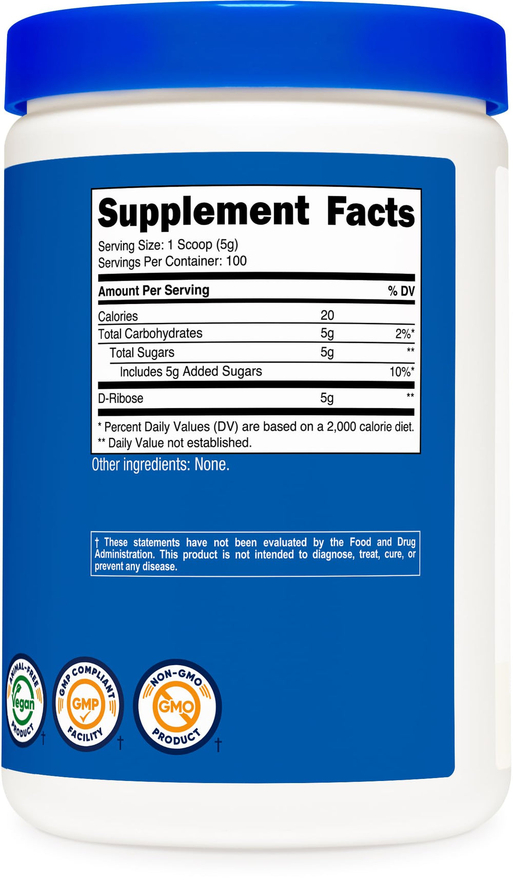 Nutricost D-Ribose powder being mixed into a drink or beverage.