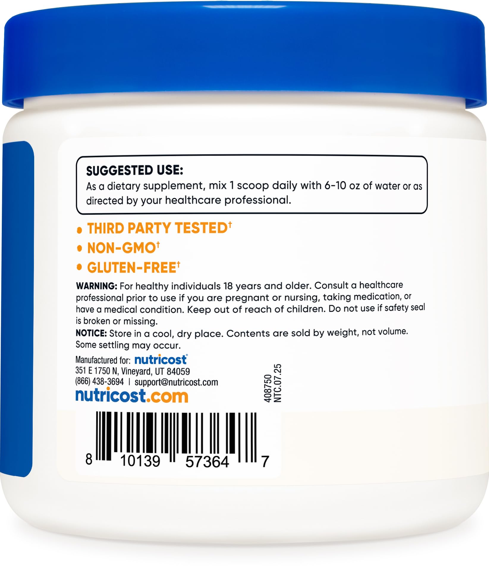 Nutricost D-Ribose powder pour into glass showing smooth texture.
