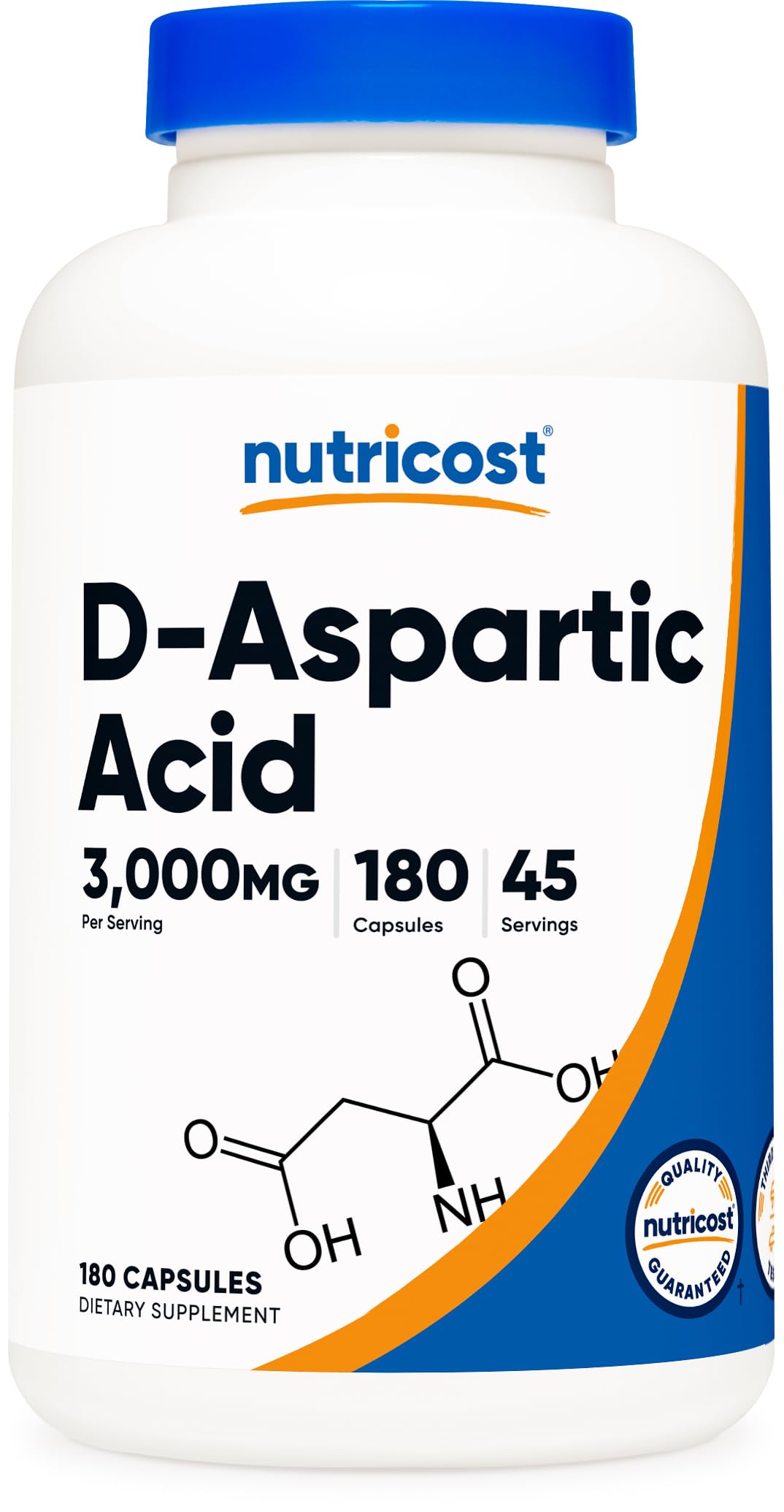 Nutricost DAA capsules bottle front displaying 3000 mg per serving