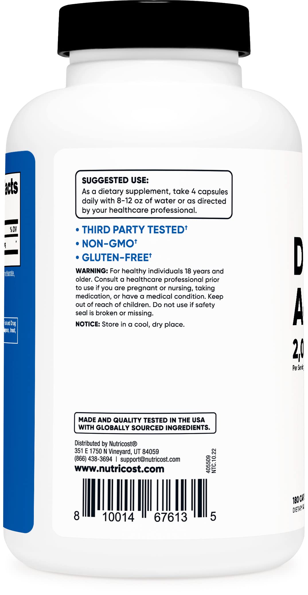 Nutricost DAA capsules serving ready to take during daily routine