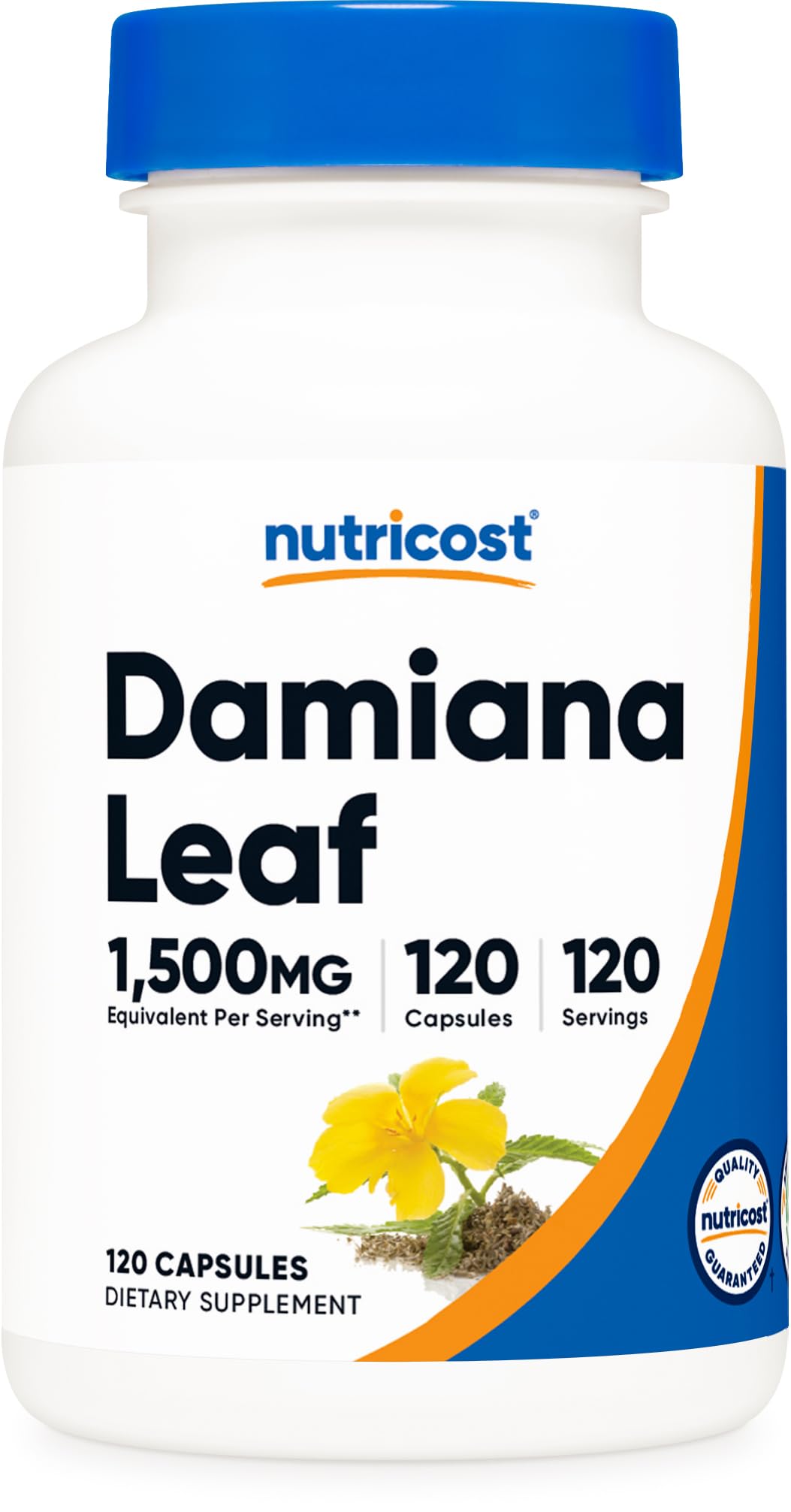 Nutricost Damiana Leaf Capsules bottle for daily vegan use.