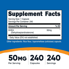 Nutricost DHEA 50mg bottle front view for a convenient wellness routine