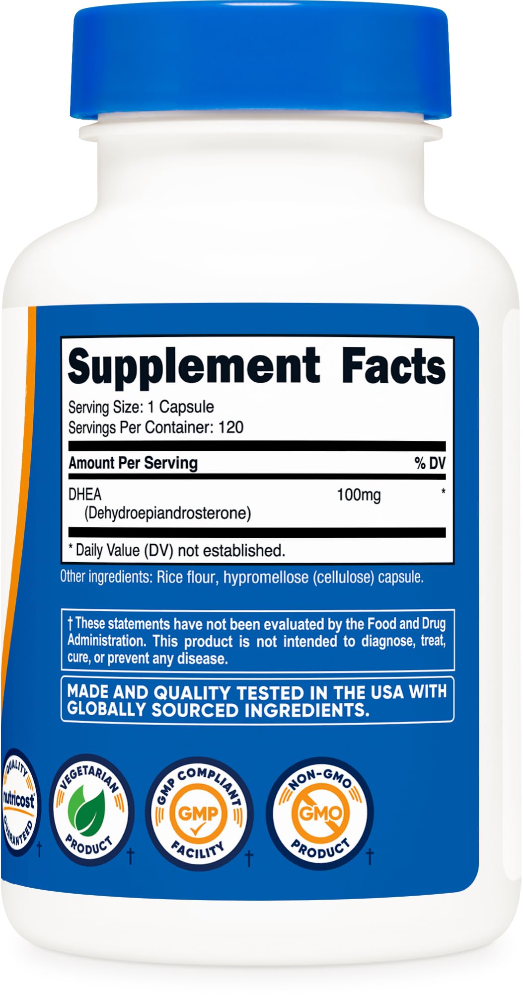 Nutricost DHEA third-party ISO certification certificate image